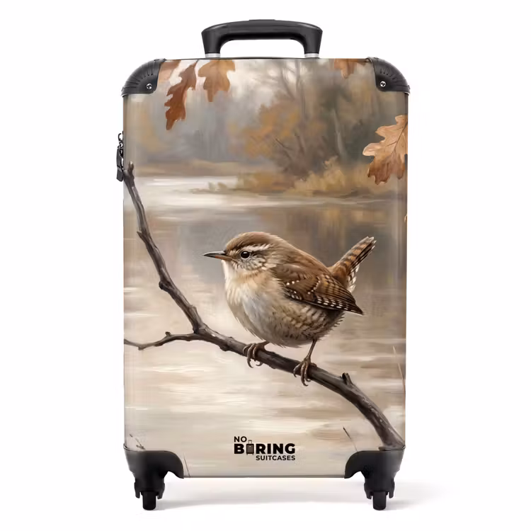Koffer - Zaunkönig – Ast – Fluss – Natur – Stimmungsvoll - Winterkoninkje - Tak - Rivier - Natuur - Sfeervol NBS - Handbagage koffer - Volwassenen Unisex middel