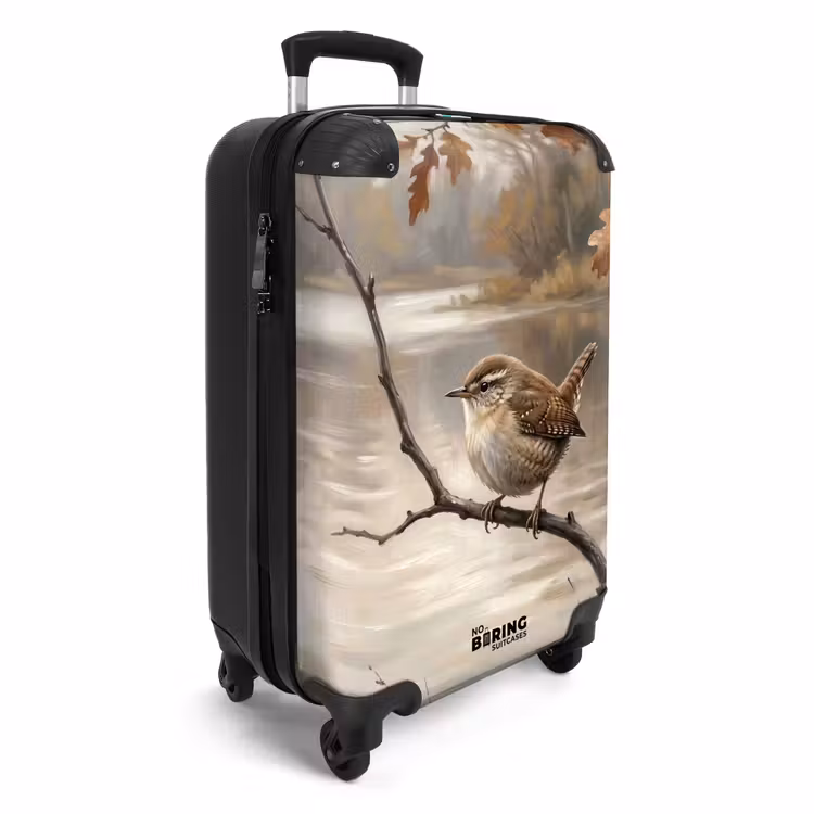 Koffer - Zaunkönig – Ast – Fluss – Natur – Stimmungsvoll - Winterkoninkje - Tak - Rivier - Natuur - Sfeervol NBS - Handbagage koffer - Volwassenen Unisex middel