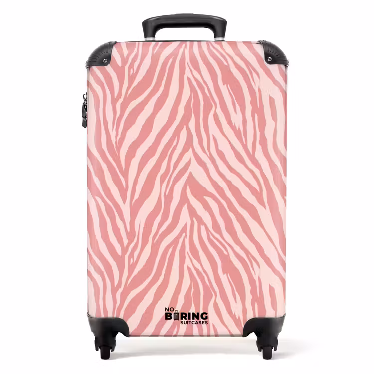 Zebra - Print - Roze NBS - Handbagage koffer - Volwassenen Unisex middel -productfoto_recht