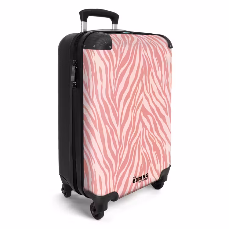 Zebra - Print - Roze NBS - Handbagage koffer - Volwassenen Unisex middel -productfoto_3d