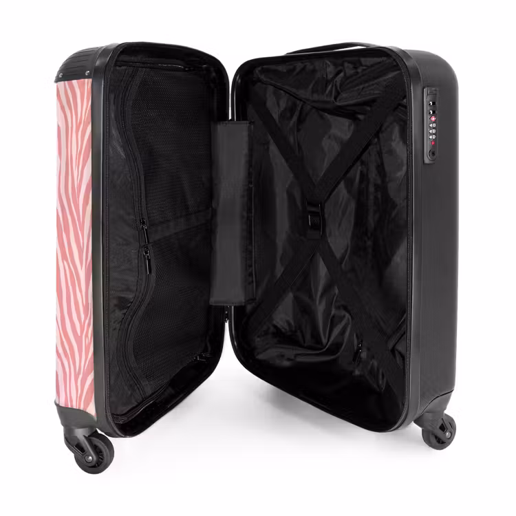 Zebra - Print - Roze NBS - Handbagage koffer - Volwassenen Unisex middel -binnenkant