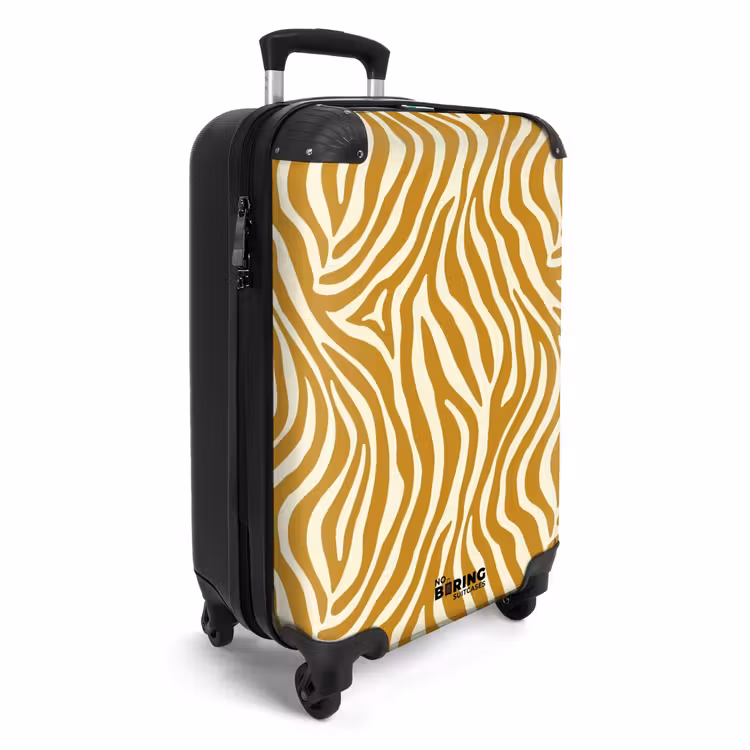Zebra - Klassiek - Oker - Geel NBS - Handbagage koffer - Volwassenen Unisex middel -productfoto_3d
