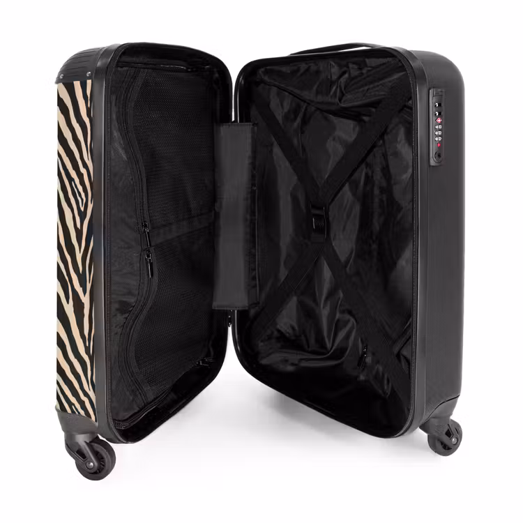 Zebra - Klassiek - Zwart NBS - Handbagage koffer - Volwassenen Unisex middel -binnenkant