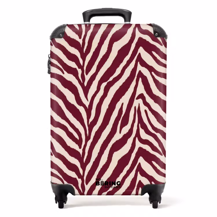 Zebra - Motief - Bordeaux - Rood NBS - Handbagage koffer - Volwassenen Unisex middel -productfoto_recht