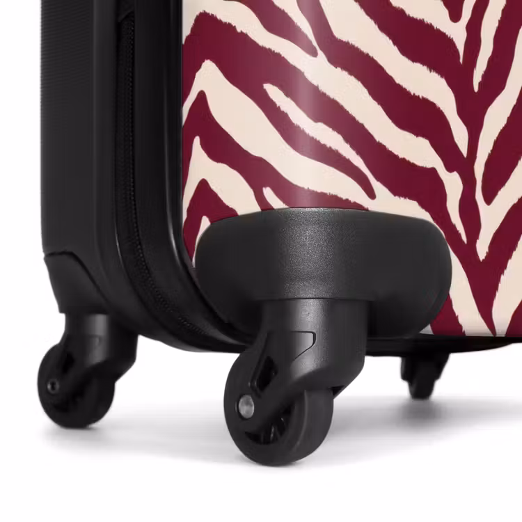 Zebra - Motief - Bordeaux - Rood NBS - Handbagage koffer - Volwassenen Unisex middel -wiel