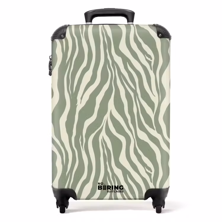 Zebra - Motief - Groen NBS - Handbagage koffer - Volwassenen Unisex middel -productfoto_recht