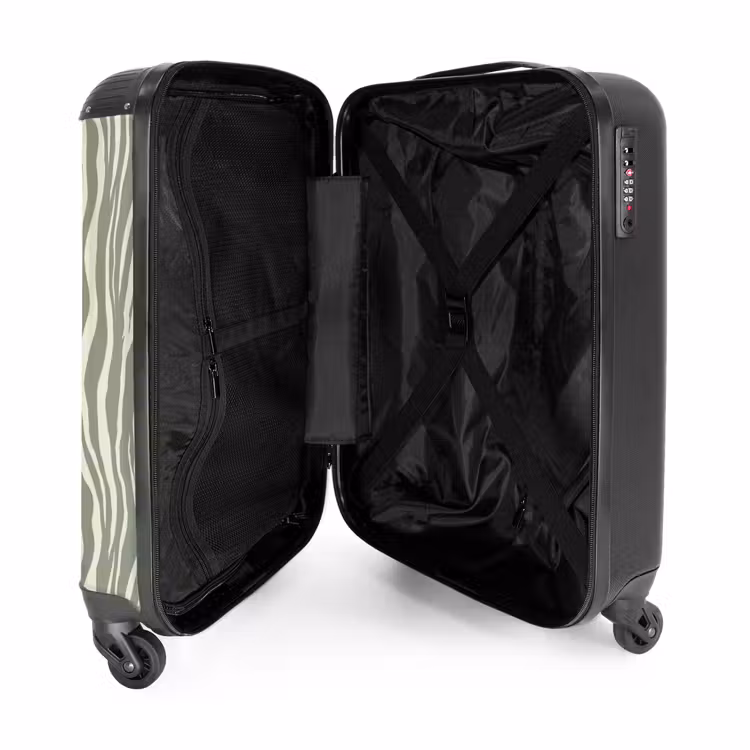 Zebra - Motief - Groen NBS - Handbagage koffer - Volwassenen Unisex middel -binnenkant