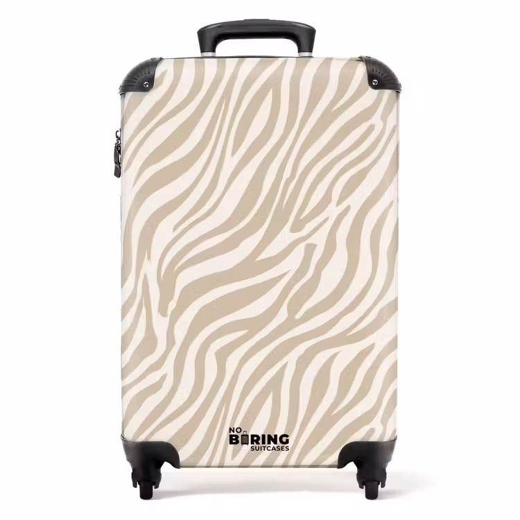 Zebra - Patroon - Beige NBS - Handbagage koffer - Volwassenen Unisex middel -productfoto_recht