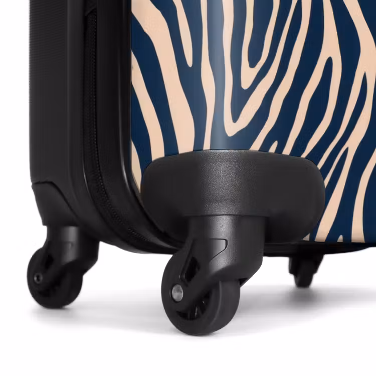 Zebra - Patroon - Blauw - Beige NBS - Handbagage koffer - Volwassenen Unisex middel -wiel