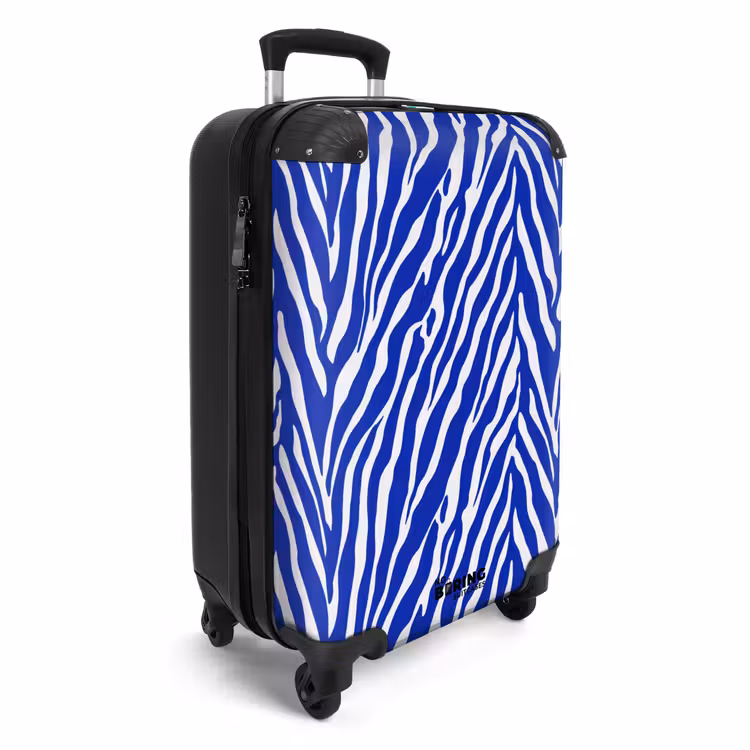 Zebra - Patroon - Kobalt - Blauw NBS - Handbagage koffer - Volwassenen Unisex middel -productfoto_3d