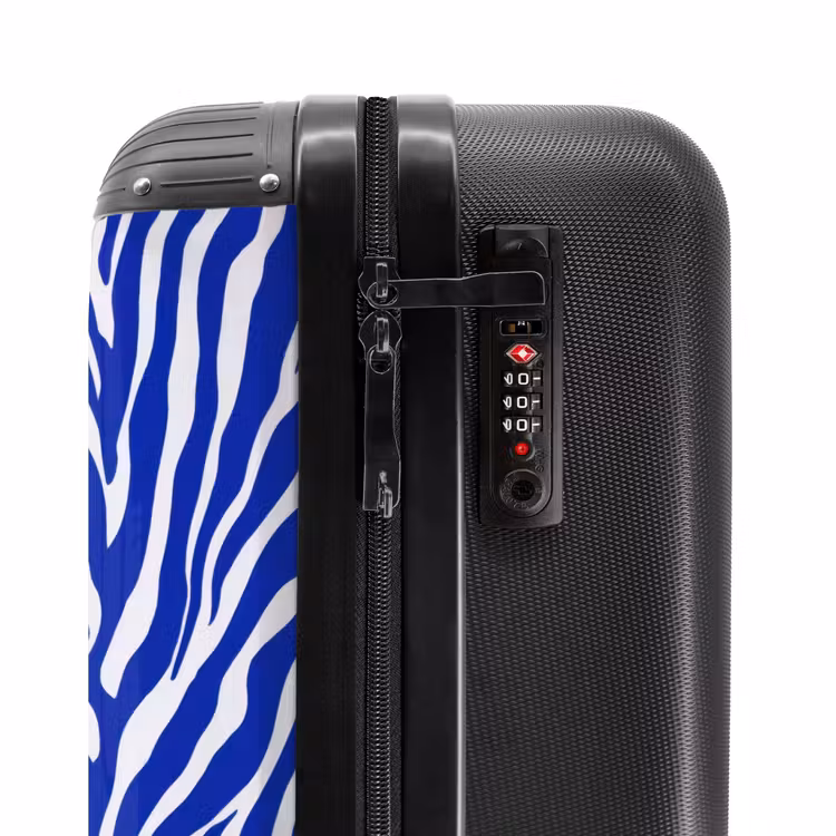 Zebra - Patroon - Kobalt - Blauw NBS - Handbagage koffer - Volwassenen Unisex middel -slot