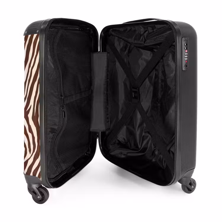 Zebra - Patroon - Zwart - Wit NBS - Handbagage koffer - Volwassenen Unisex middel -binnenkant