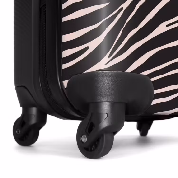 Zebra strepenmotief op zachtroze NBS - Handbagage koffer - Volwassenen Unisex middel -wiel