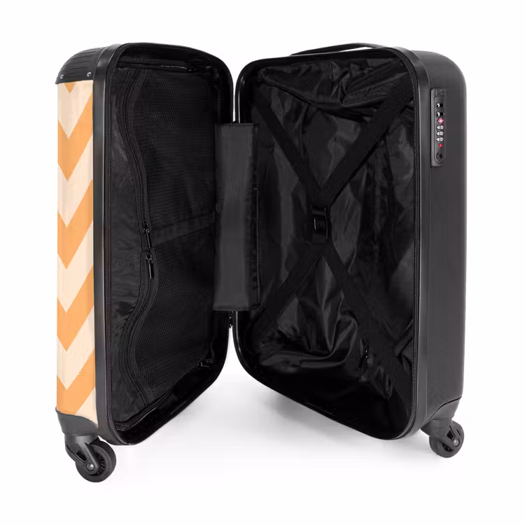 Zigzag patroon in oranje NBS - Handbagage koffer - Unisex middel -binnenkant