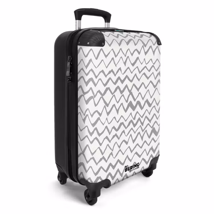 Zigzag penseelstreken in grijs NBS - Handbagage koffer - Volwassenen Unisex middel -productfoto_3d