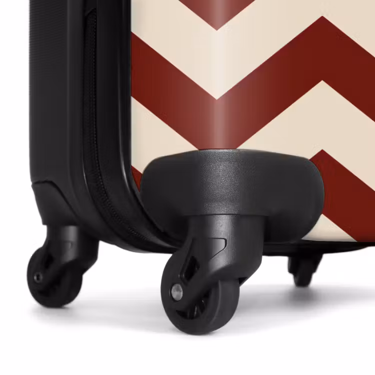 Zigzag patroon in rood en crème NBS - Handbagage koffer - Unisex middel -wiel