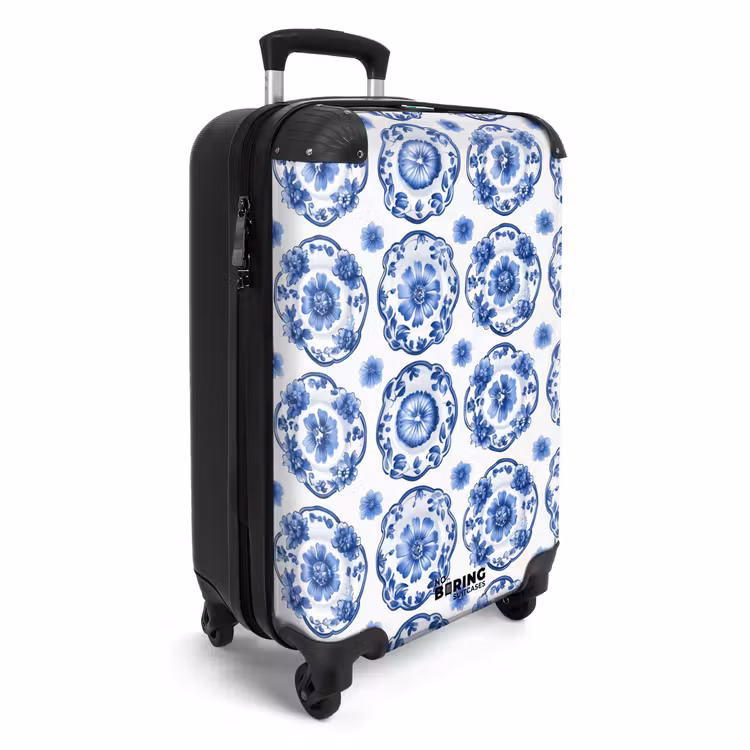 Sierborden - Bloemen - Blauw NBS - Handbagage koffer - Volwassenen Unisex middel -productfoto_3d