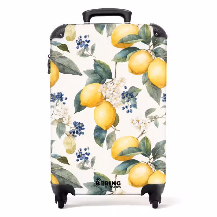 Citroen met bloesem patroon NBS - Handbagage koffer - Volwassenen Unisex middel -productfoto_recht