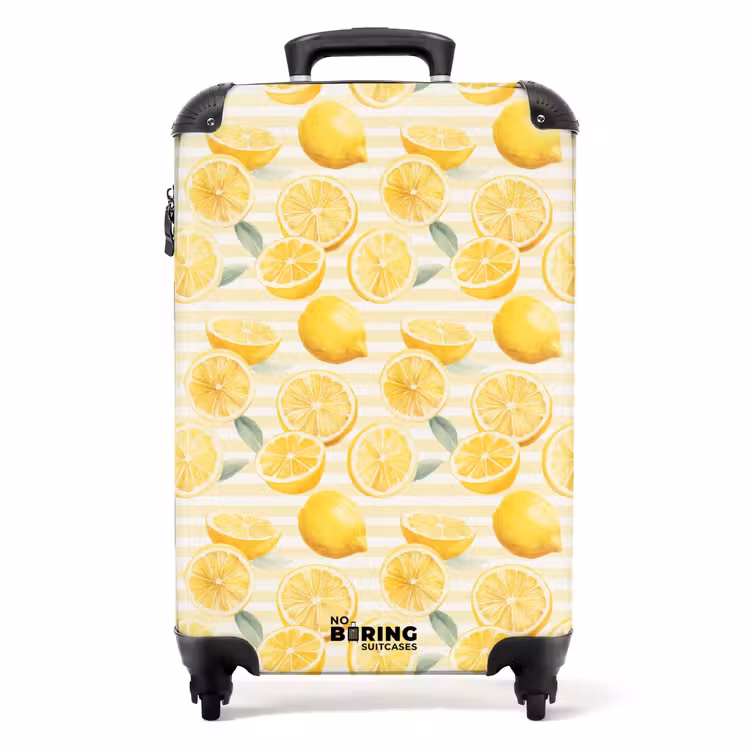 Citroen met strepen patroon geel NBS - Handbagage koffer - Kinderen Unisex middel -productfoto_recht