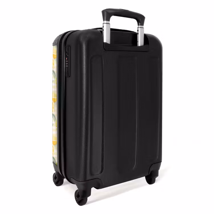 Citroen met strepen patroon geel NBS - Handbagage koffer - Kinderen Unisex middel -achterkant