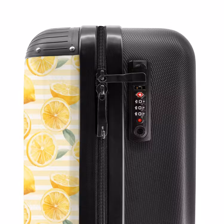 Citroen met strepen patroon geel NBS - Handbagage koffer - Kinderen Unisex middel -slot