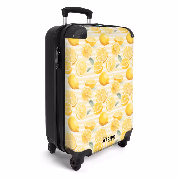 Citroen met strepen patroon geel NBS - Handbagage koffer - Volwassenen Unisex middel -productfoto_3d