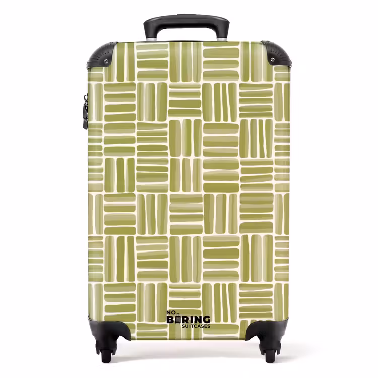 Vlecht - Patroon - Groen NBS - Handbagage koffer - Volwassenen Unisex middel -productfoto_recht