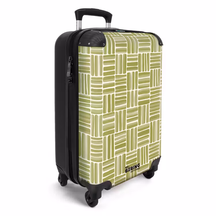 Vlecht - Patroon - Groen NBS - Handbagage koffer - Volwassenen Unisex middel -productfoto_3d