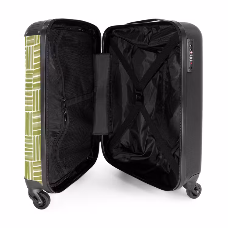 Vlecht - Patroon - Groen NBS - Handbagage koffer - Volwassenen Unisex middel -binnenkant