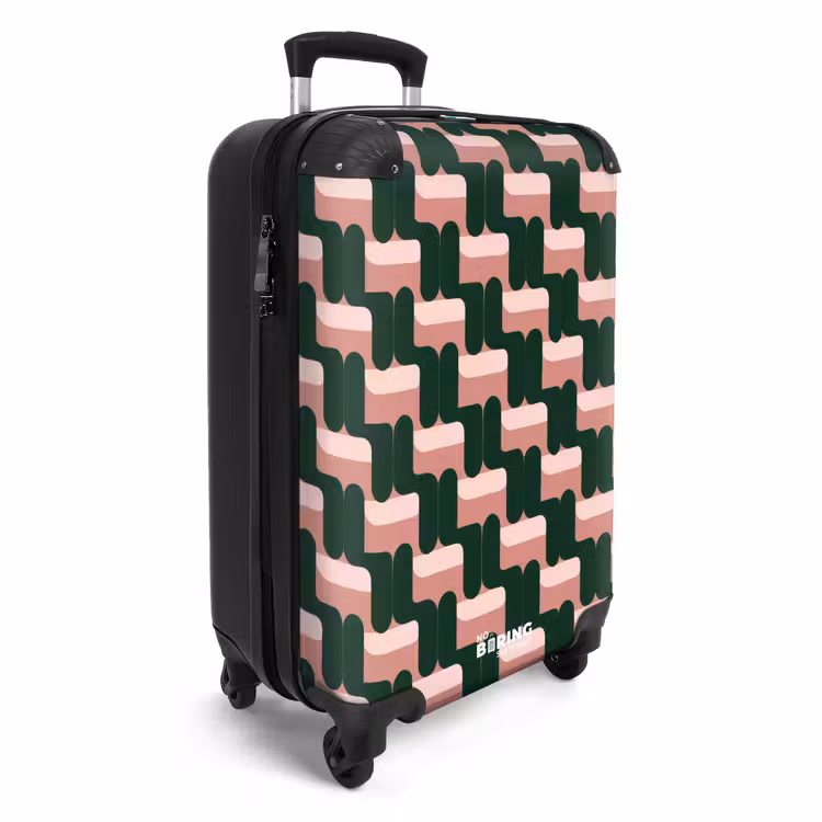 Vlechtpatroon - Groen - Roze - Geometrisch NBS - Handbagage koffer - Volwassenen Unisex middel -productfoto_3d