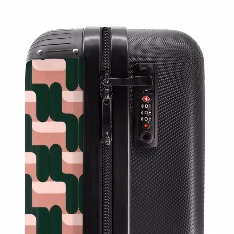 Vlechtpatroon - Groen - Roze - Geometrisch NBS - Handbagage koffer - Volwassenen Unisex middel -slot