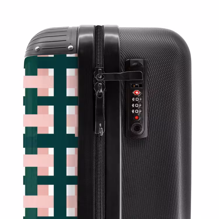 Vlechtpatroon - Groen - Roze - Grafisch NBS - Handbagage koffer - Volwassenen Unisex middel -slot