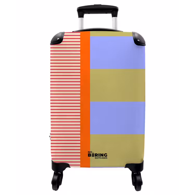 Koffer - Zusammenfassung – Geometrie – Streifen – Blöcke – Rot - Abstract - Geometrie - Strepen - Blokken - Rood NBS - Handbagage koffer - Vrouwen middel