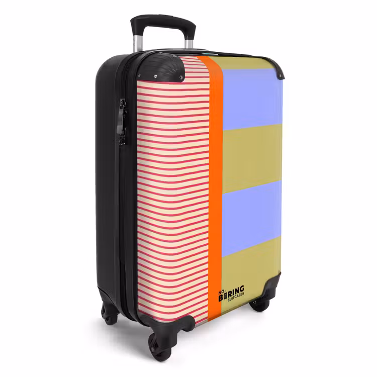 Koffer - Zusammenfassung – Geometrie – Streifen – Blöcke – Rot - Abstract - Geometrie - Strepen - Blokken - Rood NBS - Handbagage koffer - Vrouwen middel