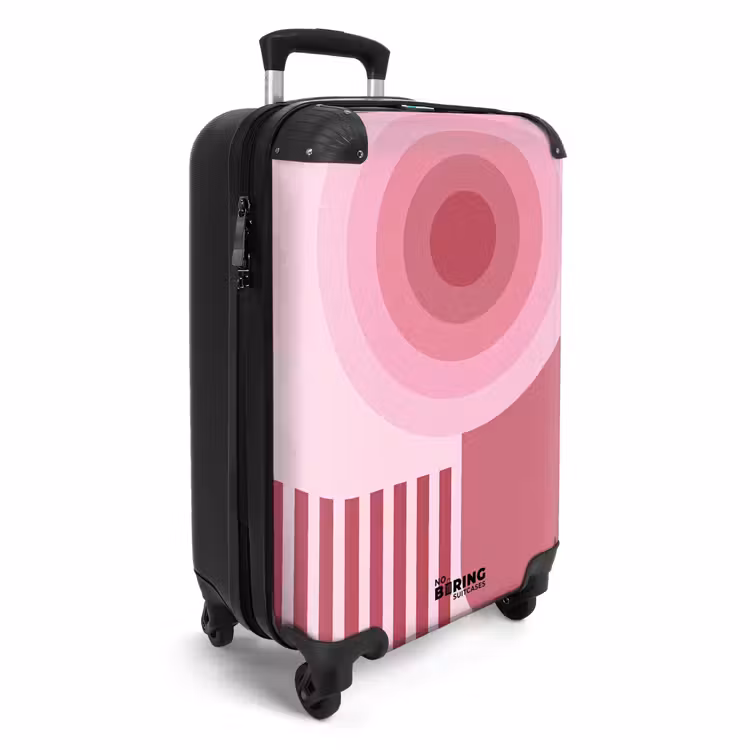 Koffer - Zusammenfassung – Kreise – Streifen – Modern – Rosa - Abstract - Cirkels - Strepen - Modern - Roze NBS - Handbagage koffer - Vrouwen middel