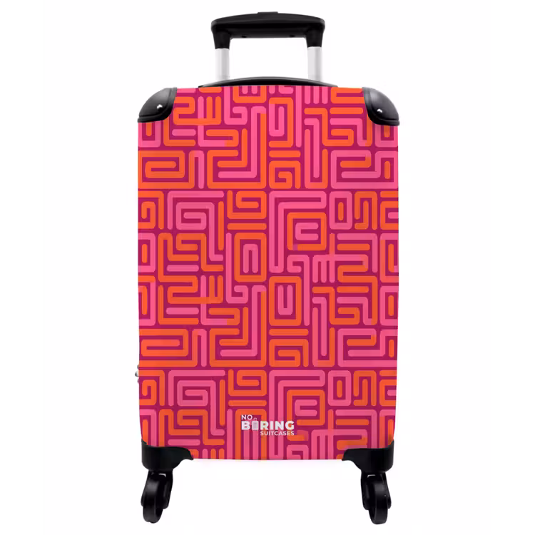 Koffer - Zusammenfassung – Muster – Linien – Rosa – Orange - Abstract - Patroon - Lijnen - Roze - Oranje NBS - Handbagage koffer - Vrouwen middel