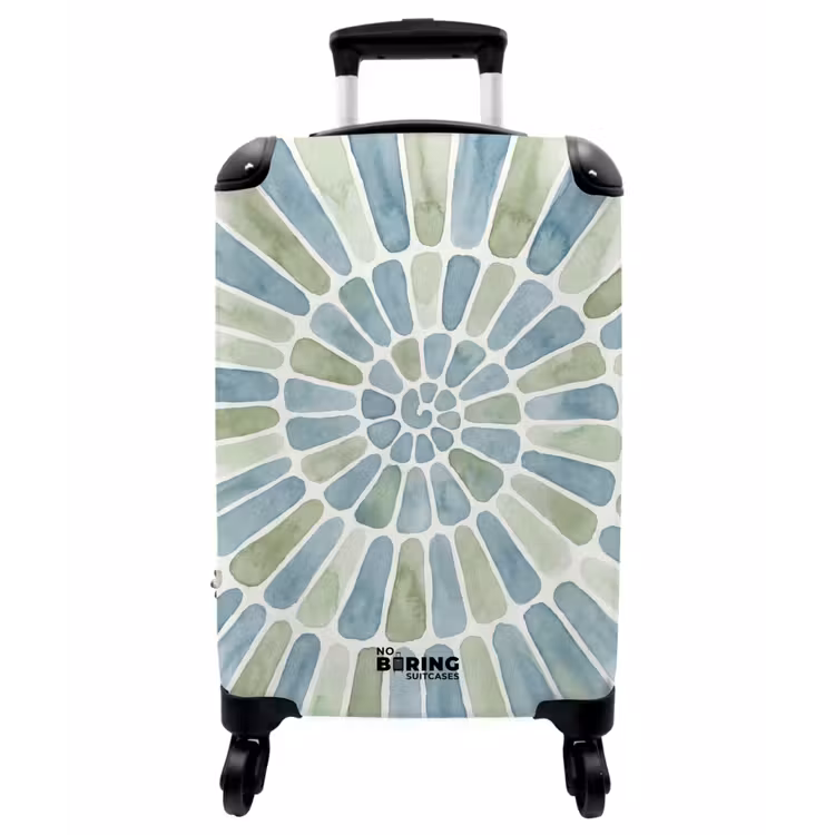 Koffer - Zusammenfassung – Spirale – Muster – Modern – Blau – Grün - Abstract - Spiraal - Patroon - Modern - Blauw - Groen NBS - Handbagage koffer - Vrouwen middel