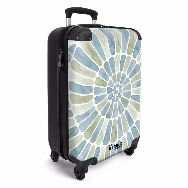 Koffer - Zusammenfassung – Spirale – Muster – Modern – Blau – Grün - Abstract - Spiraal - Patroon - Modern - Blauw - Groen NBS - Handbagage koffer - Vrouwen middel