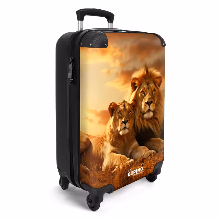 Twee bruine leeuwen NBS - Handbagage koffer - Unisex middel -productfoto_3d