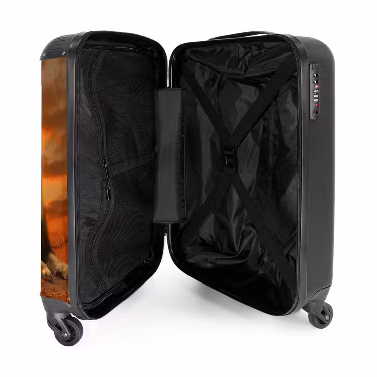 Twee bruine leeuwen NBS - Handbagage koffer - Unisex middel -binnenkant