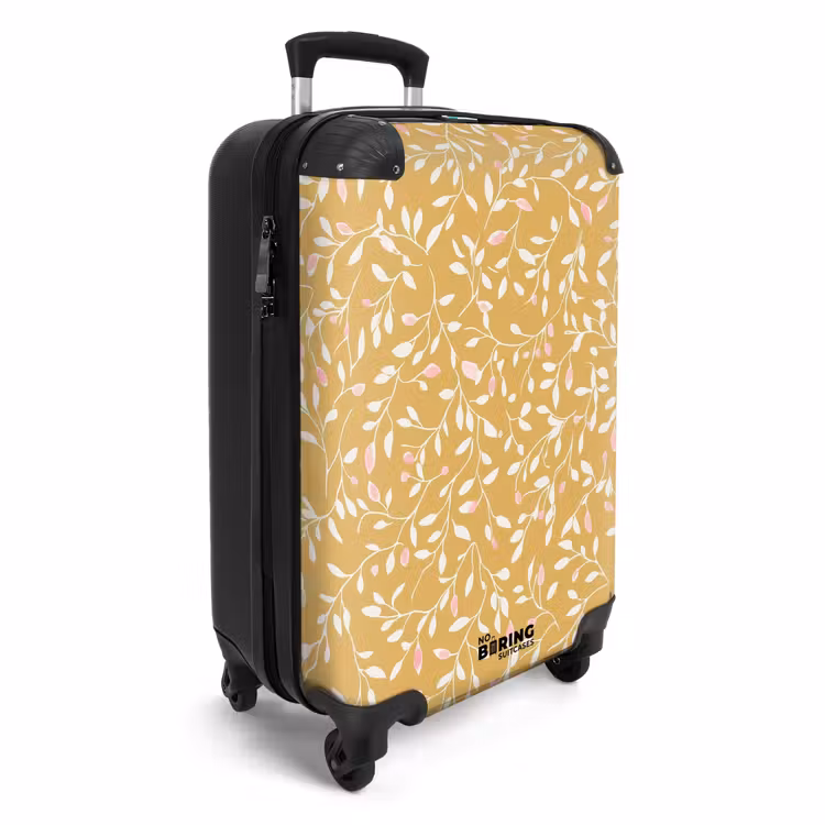 Koffer - Zweige – Muster – Ocker - Takjes - Patroon - Oker NBS - Handbagage koffer - Vrouwen middel