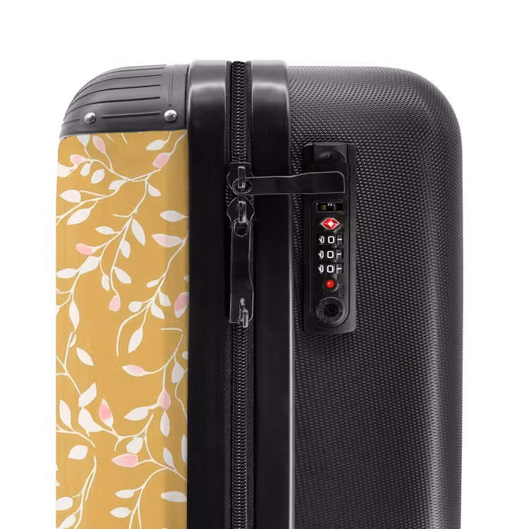 Koffer - Zweige – Muster – Ocker - Takjes - Patroon - Oker NBS - Handbagage koffer - Vrouwen middel