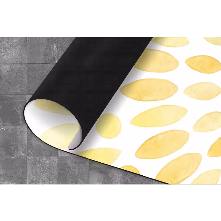 Abstract - Geometrisch - Stralend - Geel Keukenloper - keukenmat middel -closeup