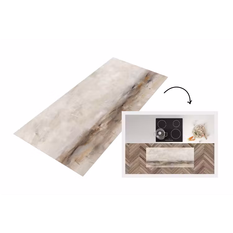 Abstrakt - Landschap - Modern - Beige - Kunst Keukenloper - keukenmat middel -3d