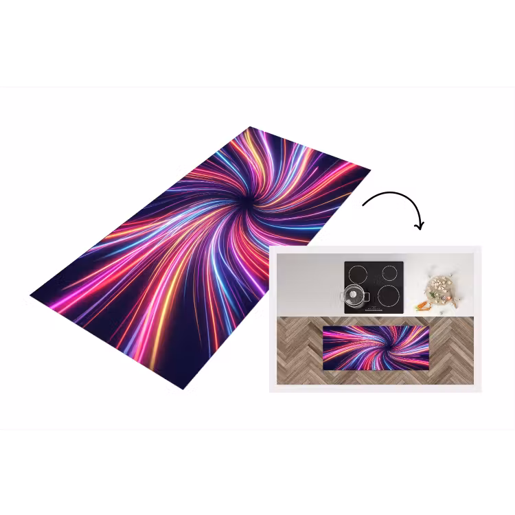 Abstract - Swirl - Futuristic - Neon Keukenloper - keukenmat middel -3d