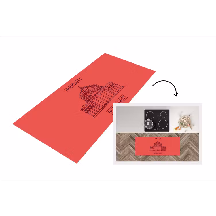 Architectuur - Boekarest - Stedelijk - Lijntekening - Rood Keukenloper - keukenmat middel -3d