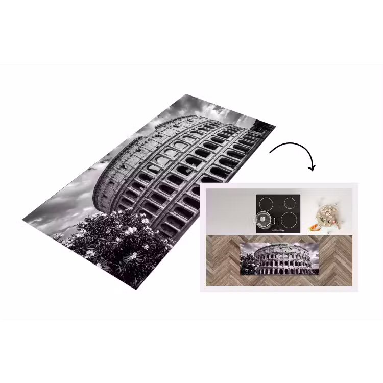 Architectuur - Colosseum - Rome - Historisch - Zwart-wit Keukenloper - keukenmat middel -3d