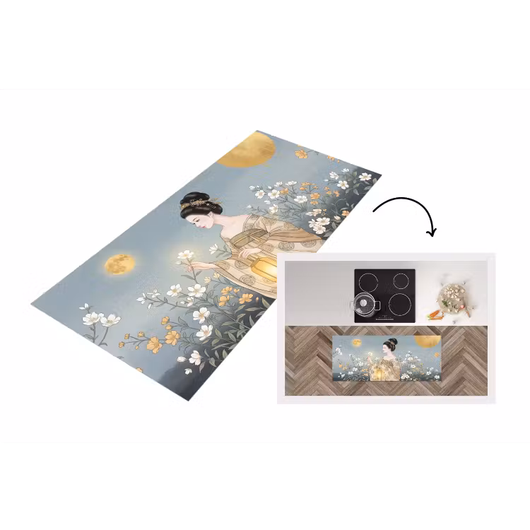 Aziatisch - Vrouw - Kimono Keukenloper - keukenmat middel -3d