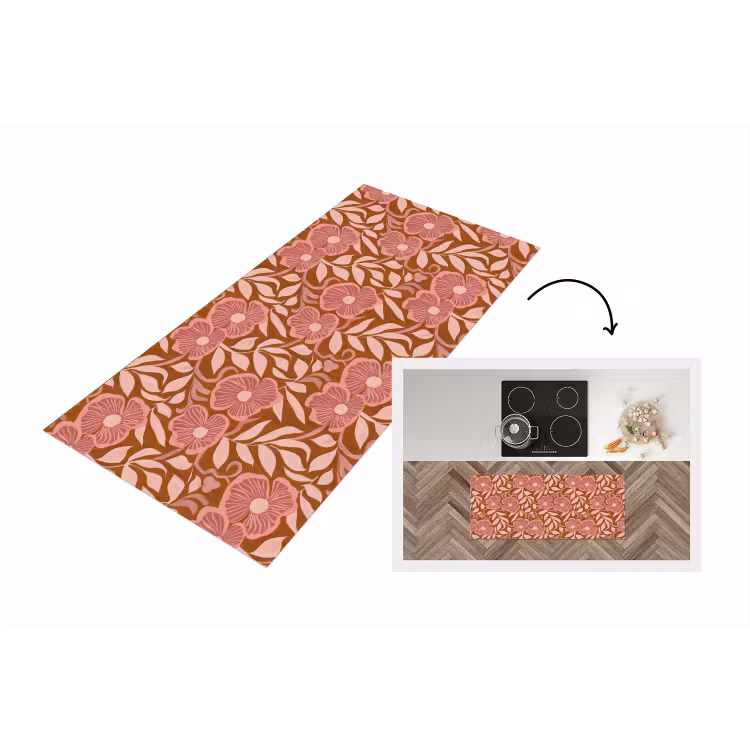 Sfeer - Bloemen - Roze Keukenloper - keukenmat middel 536 -3d