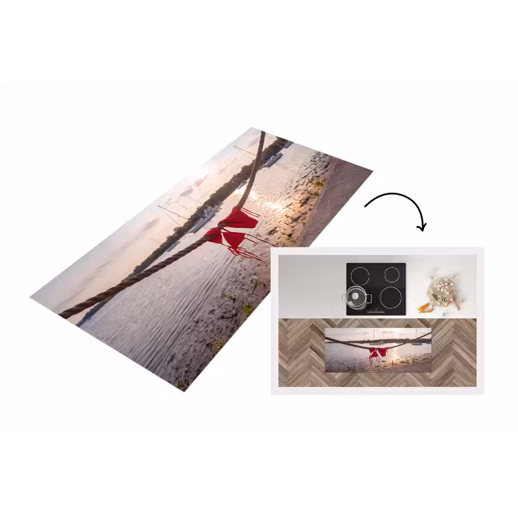 Badkleding - Rood - Zomer - Water - Zonsondergang Keukenloper - keukenmat middel -3d